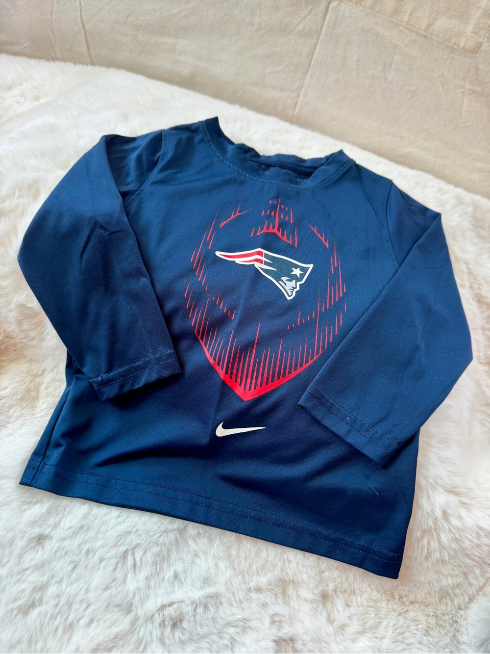 Nike Kids' Navy New England Patriots Long-Sleeve Tee, Sz 2T